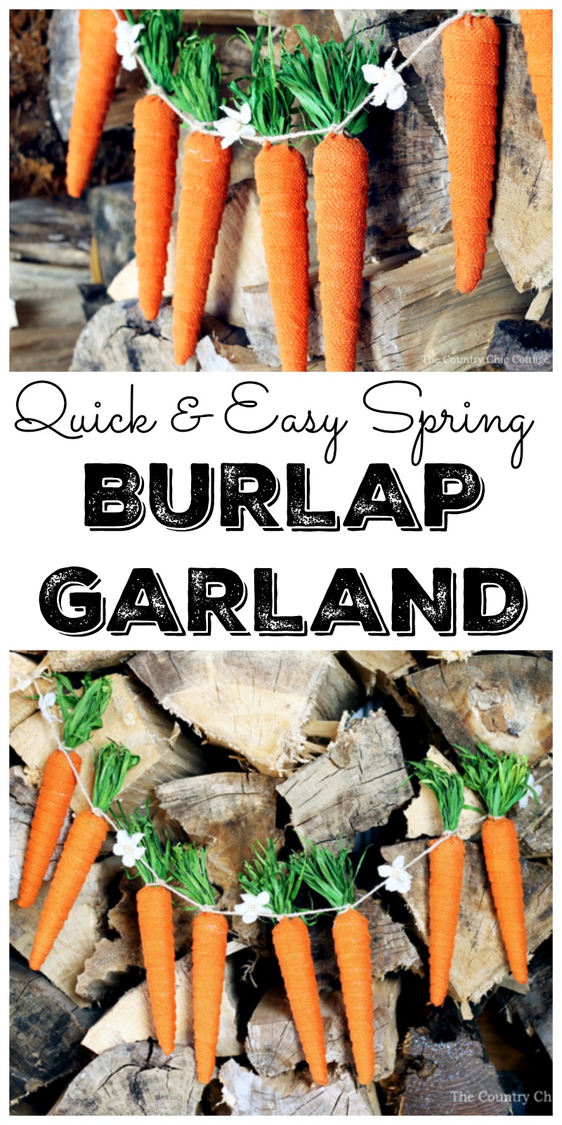 quick and easy spring burlap carrot garland pin image