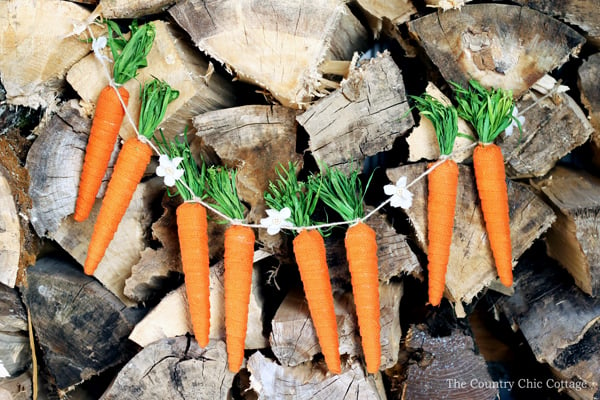 spring burlap carrot garland