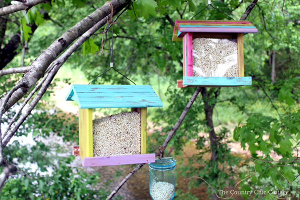 painted DIY bird houses