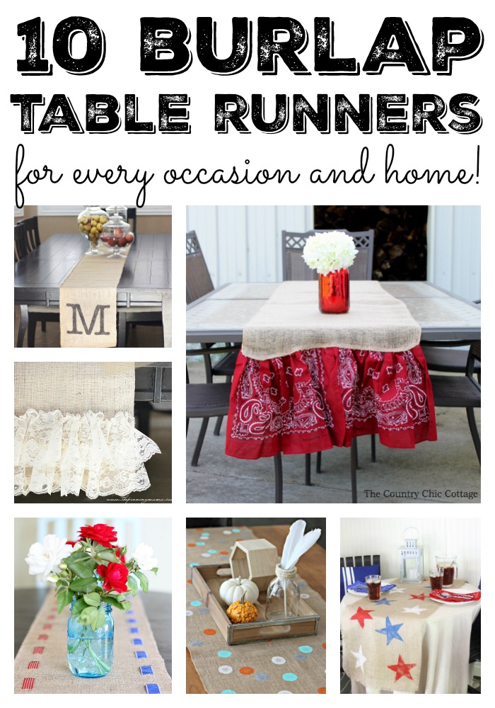 Burlap table runners for every occasion and home! Great DIY ideas for crafters!