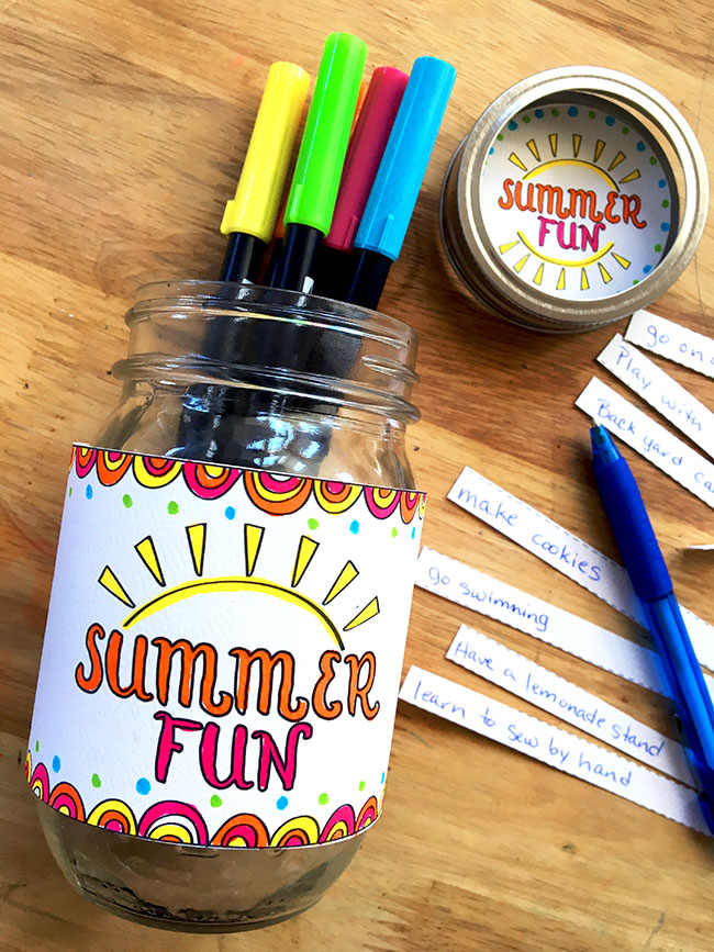 Supplies to make a DIY Summer Fun Idea Jar