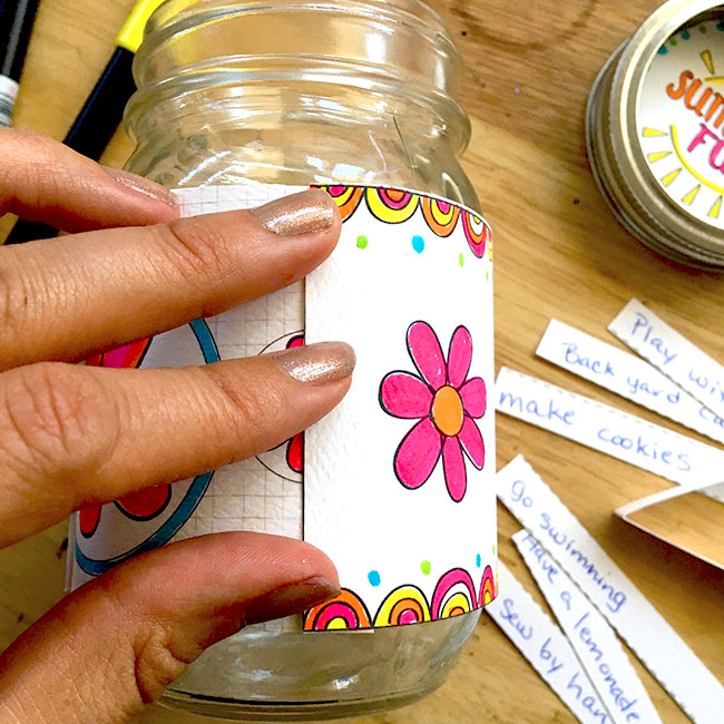 Color and wrap summer printable around the jar
