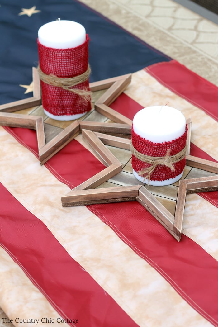 finished decorated table for 4th of july