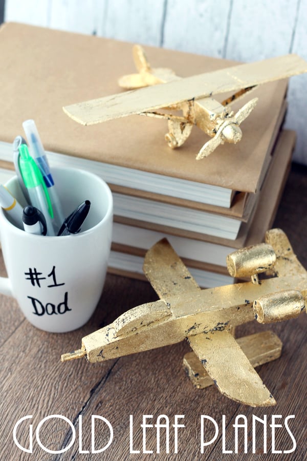 These gold leaf planes with make a perfect Father's Day gift idea! Great for dad's desk at work! See how to make your own here!