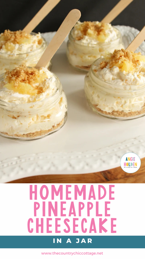 homemade pineapple cheesecake in a jar