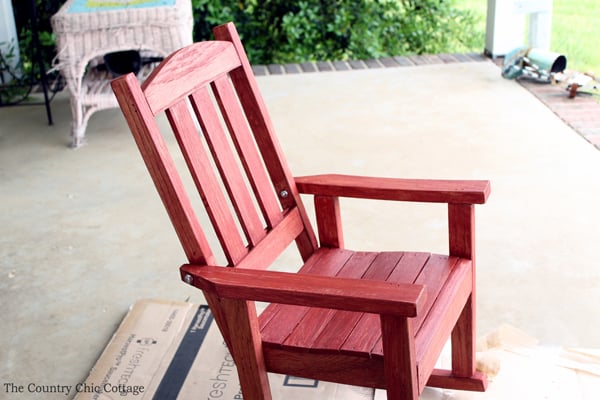 red stained rocking chair