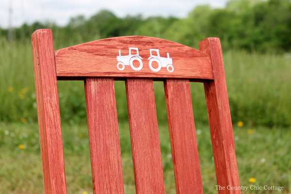 white stencil on rocking chair