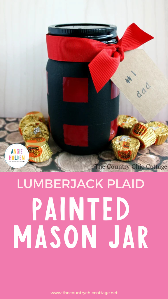 lumberjack plaid painted mason jar