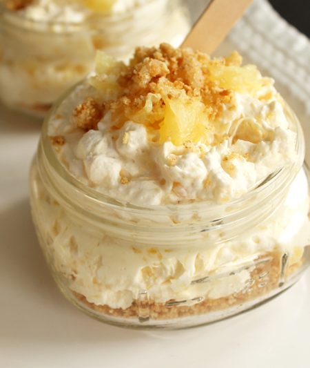 Close view of pineapple cheesecake