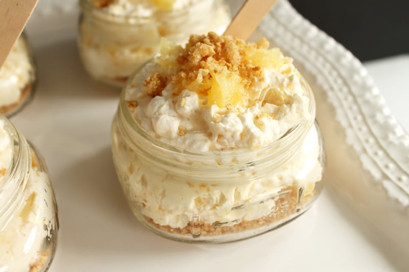 Close view of pineapple cheesecake