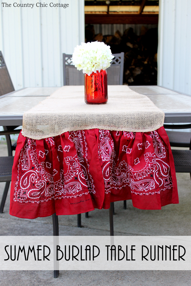 Make this summer burlap table runner for parties and backyard barbecues! A quick and easy project that is perfect for your home!