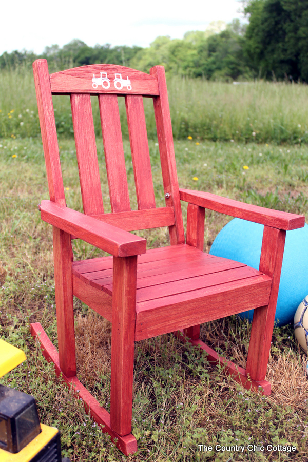 stained rocking chair