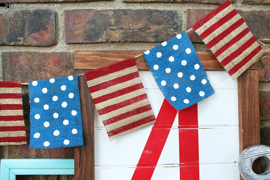 square burlap patriotic banner style