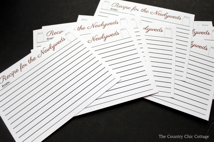 printable bridal shower recipe cards