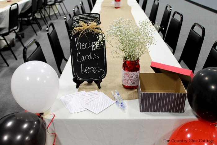 Bridal shower recipe cards station