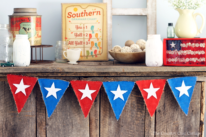 Make this DIY patriotic banner for your home decor! Perfect for summer and the Fourth of July!