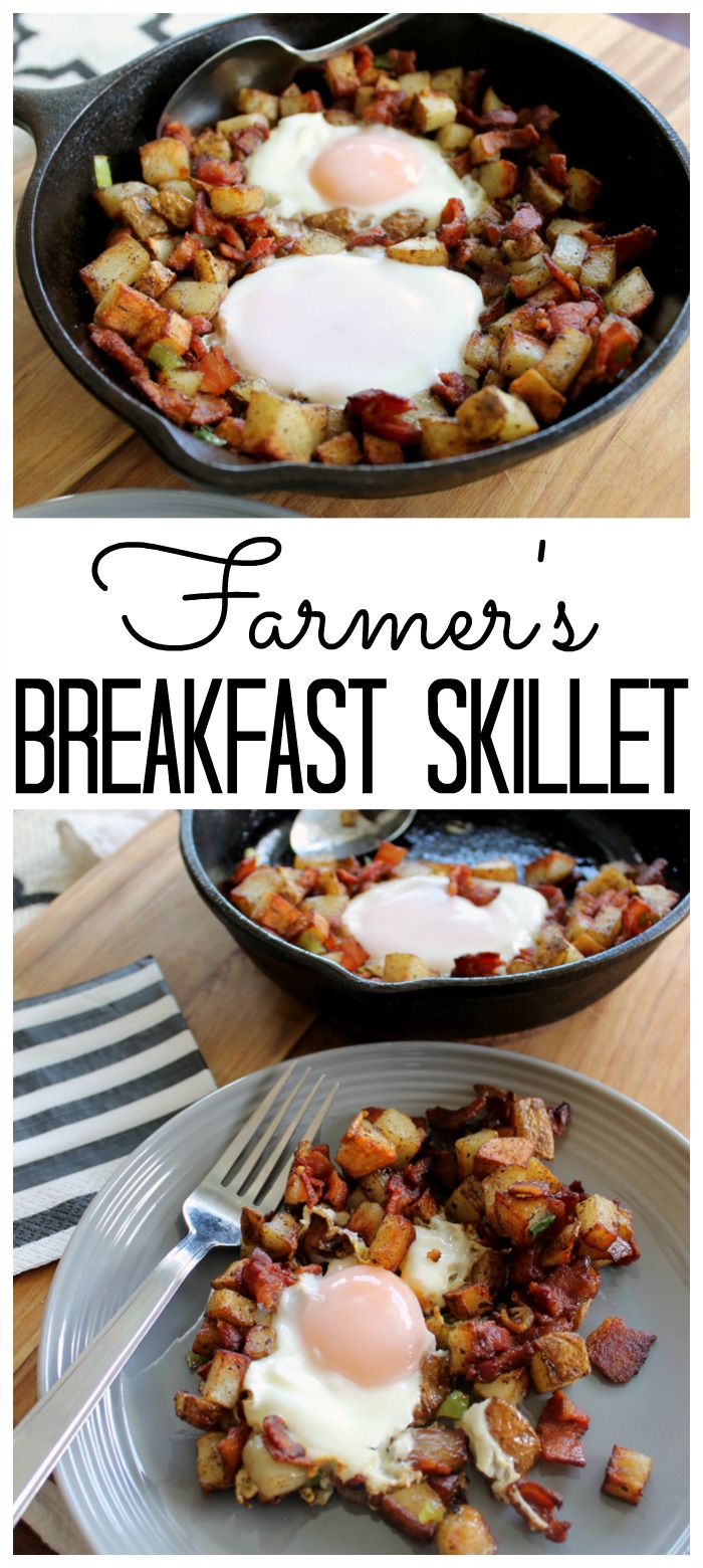 Make this farmer's breakfast skillet recipe for any meal of the day! A hearty one pan meal that is sure to please!