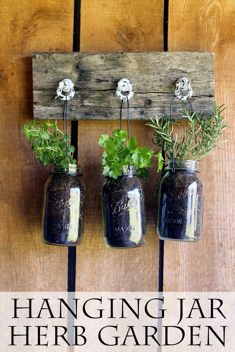 Add this mason jar herb garden to your outdoor decor this summer! You can also bring it indoors all year!