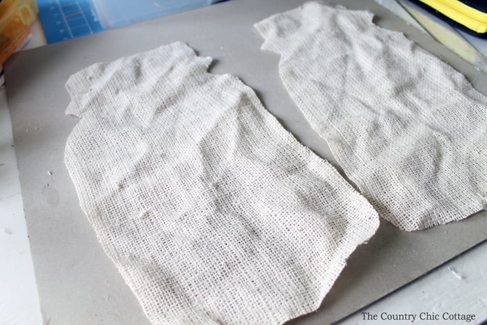 mason jar shapes in white burlap