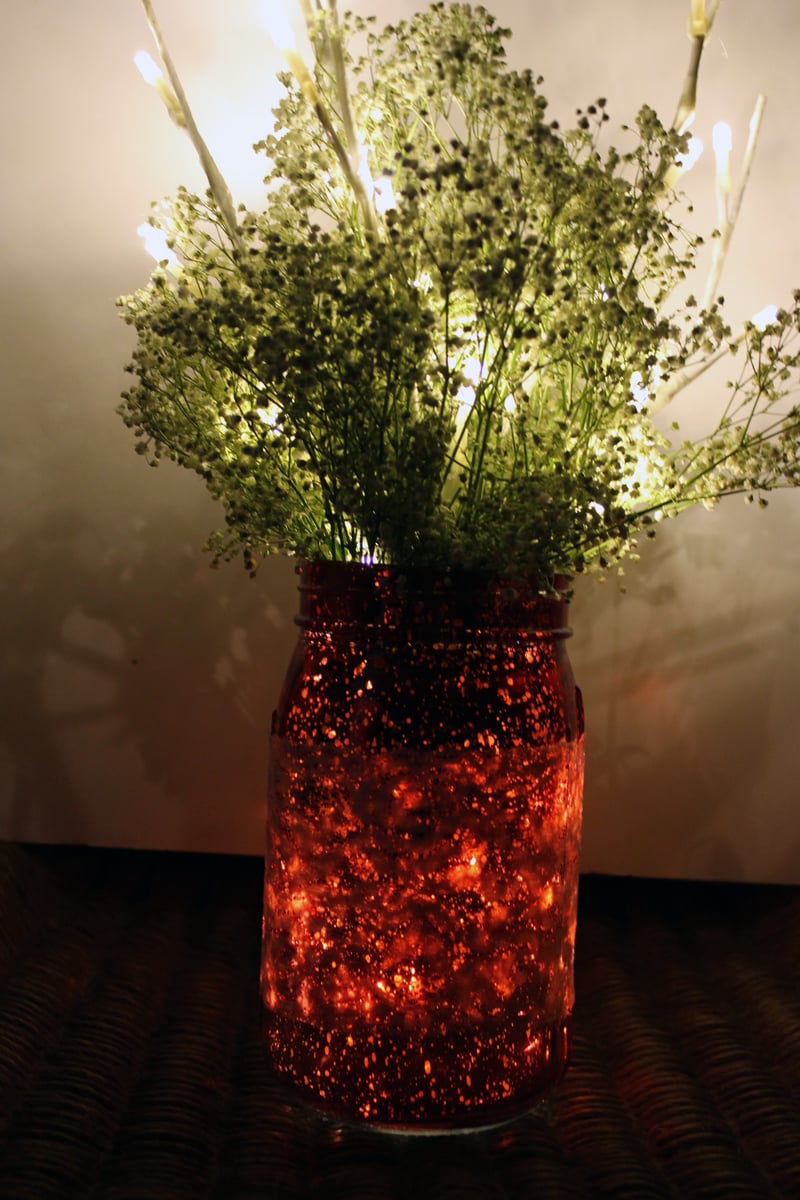 lit up mason jar wedding centerpiece