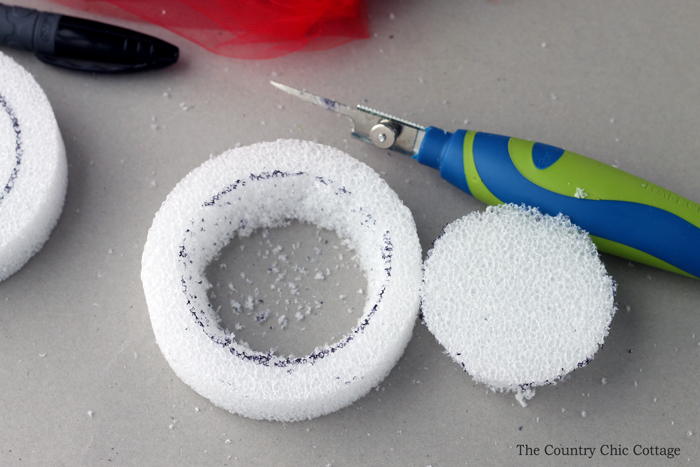 cutting styrofoam disc