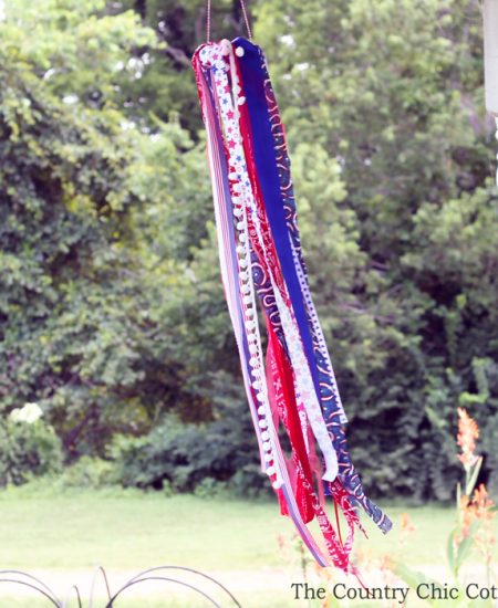 This fun patriotic windsock is a great kids craft idea! You can use your scraps from other projects to make something fun with the kids this summer!