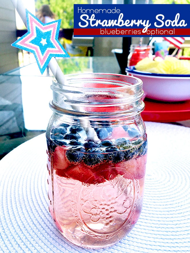 Patriotic Drinks with fresh strawberries