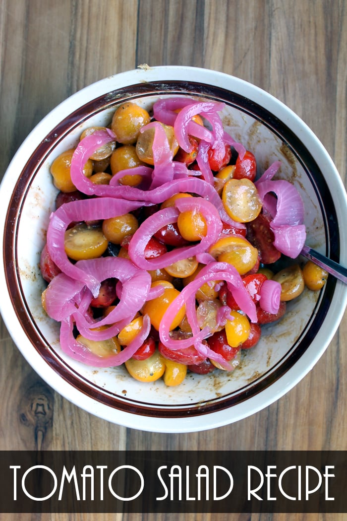 Make this tomato salad recipe with pickled red onions! A great summer salad that everyone will love!