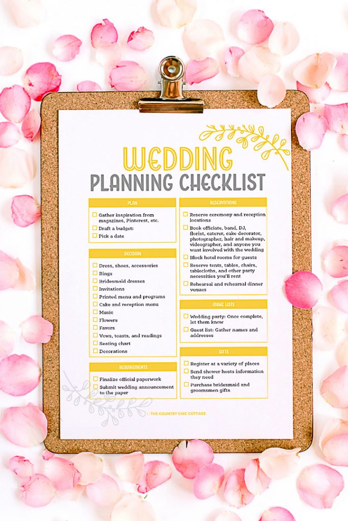 wedding planner printable