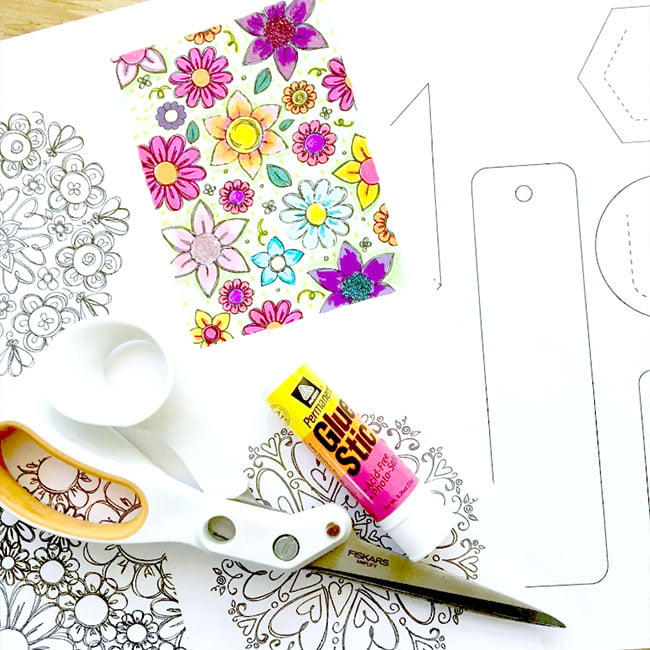 Make bookmarks with your coloring pages