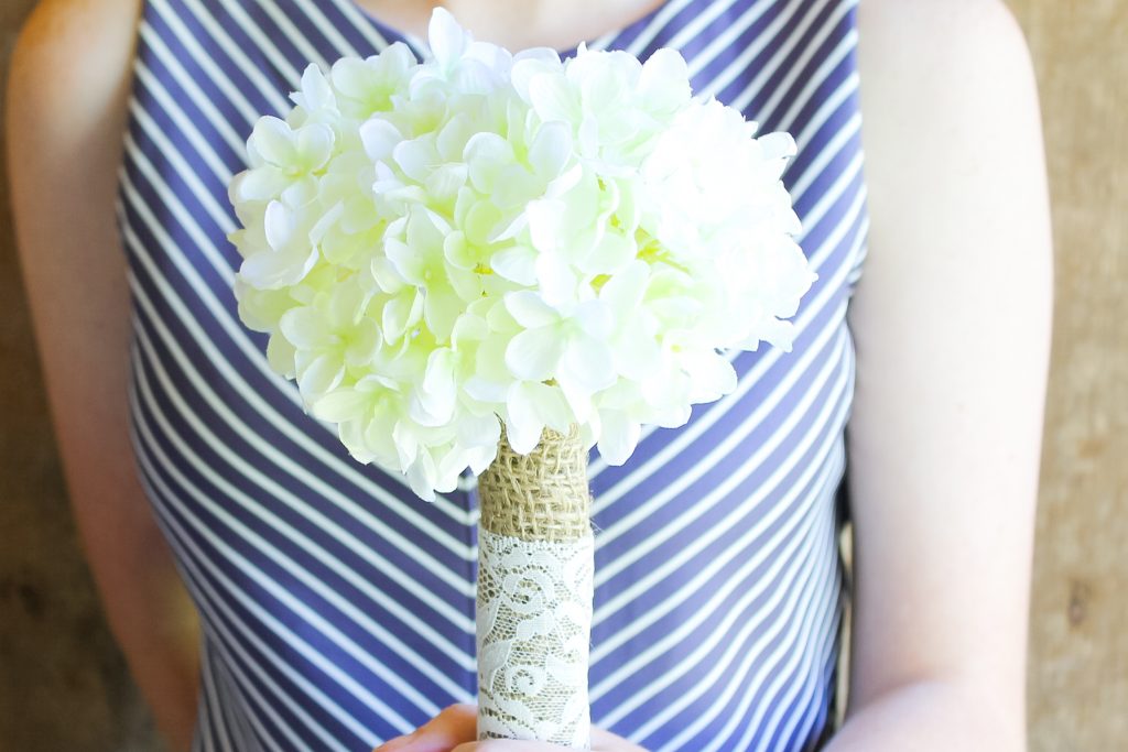 finished burlap wrapped silk bouquet