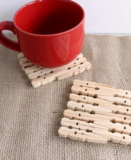 Make these DIY clothespin trivets for your home! A great craft for kids or scout groups!