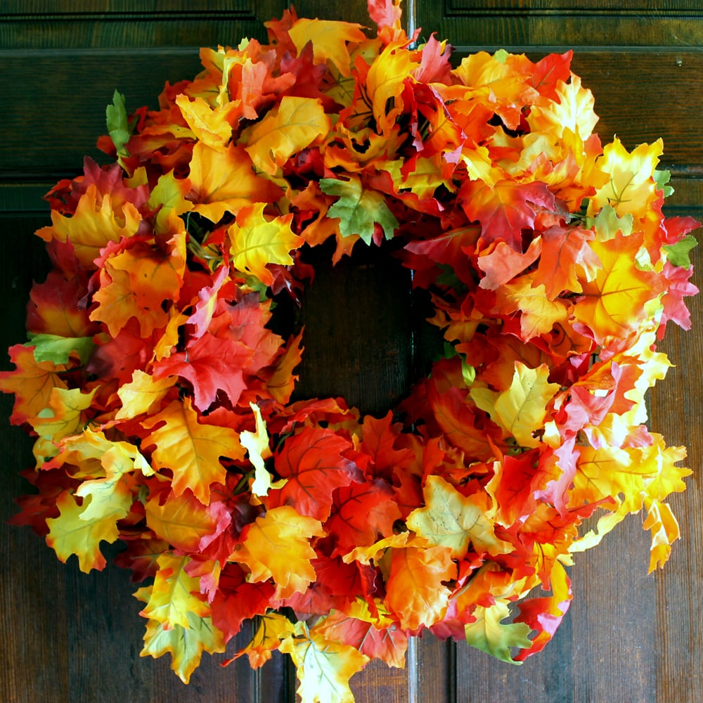 Add this fall wreath to your front door! It is quick and easy to make with one secret supply!