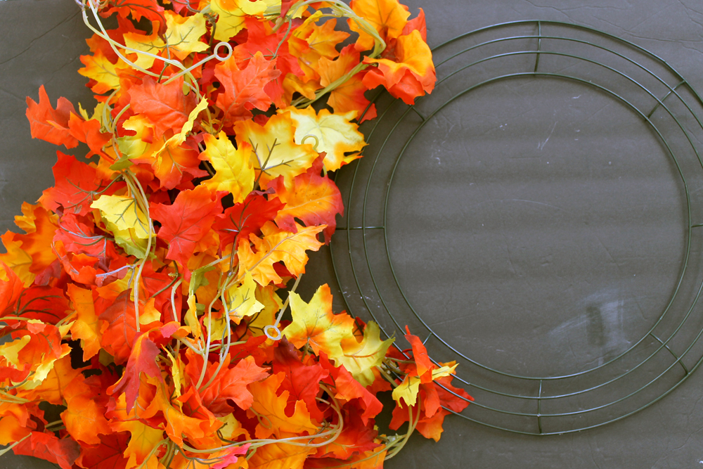 supplies to make a fall leaf wreath