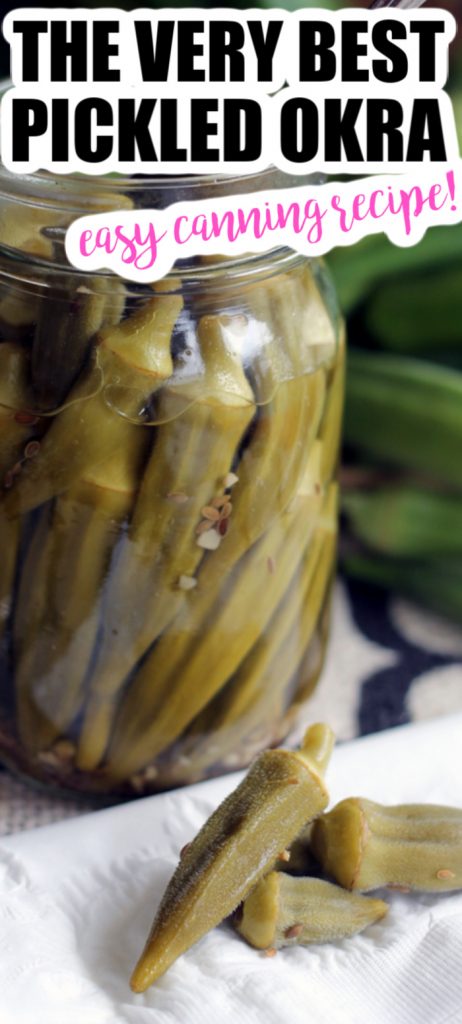 Can that okra from your garden with our easy to follow instructions! This pickled okra is the perfect addition to any meal or eat it as a snack! #okra #canning #recipe #pickled