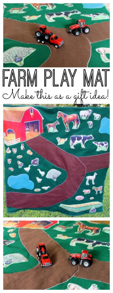 Make this DIY farm play mat for any child! A sewing project that makes a great gift idea for kids!