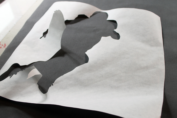 Freezer paper silhouette ready to paint