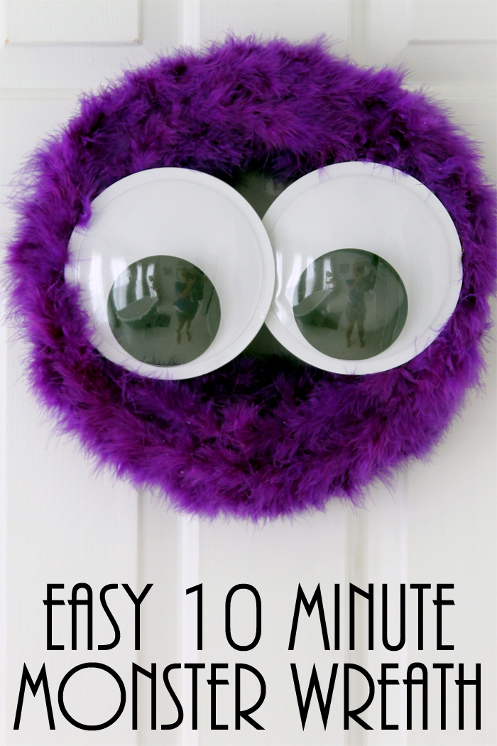 easy monster wreath for Halloween