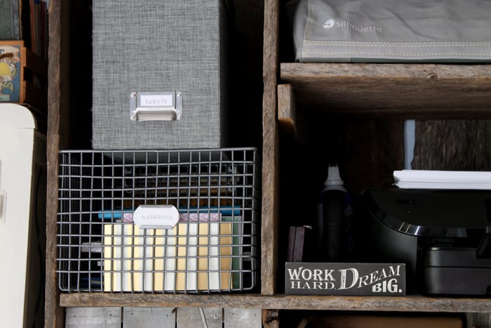 These rustic storage baskets are the perfect way to add extra storage in your farmhouse style office.