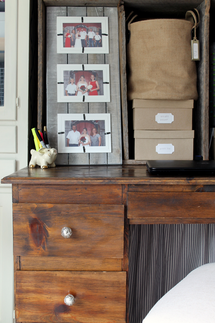 This farmhouse office desk is the perfect place to get work done and be productive!