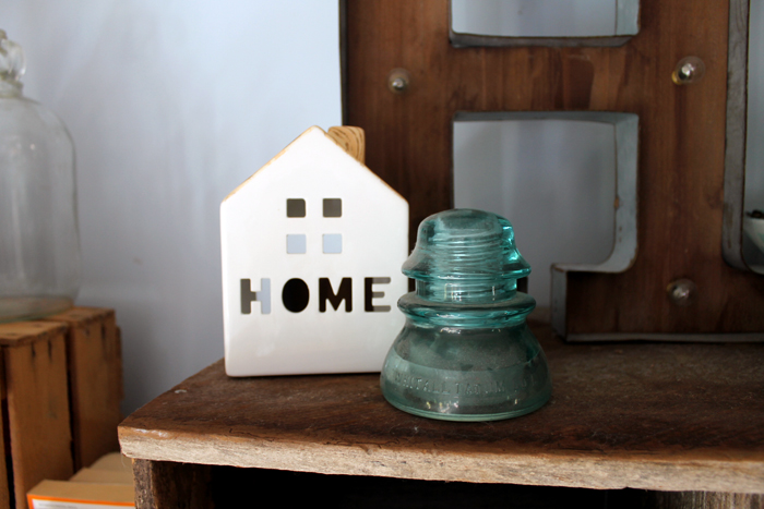 Small touches like this HOME ceramic piece are perfect additions to a farmhouse style office.