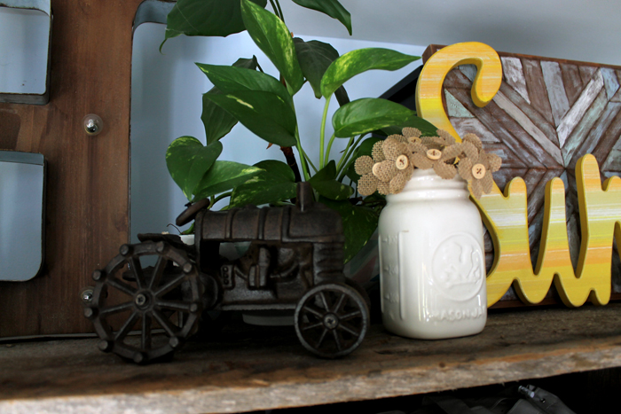 This cast iron tractor is an awesome vintage piece that adds the perfect touch to my farmhouse style office