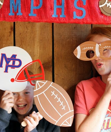 Make these football party photo booth props in just minutes! Add some fun to any football party with a photo booth!