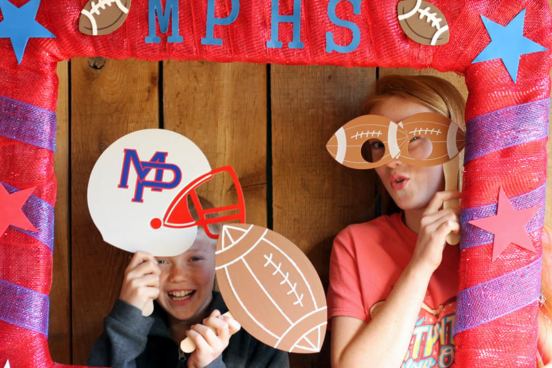 Make these football party photo booth props in just minutes! Add some fun to any football party with a photo booth!
