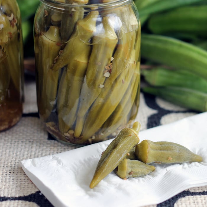 Pickled okra is a delicious way to use up your seasonal vegetables