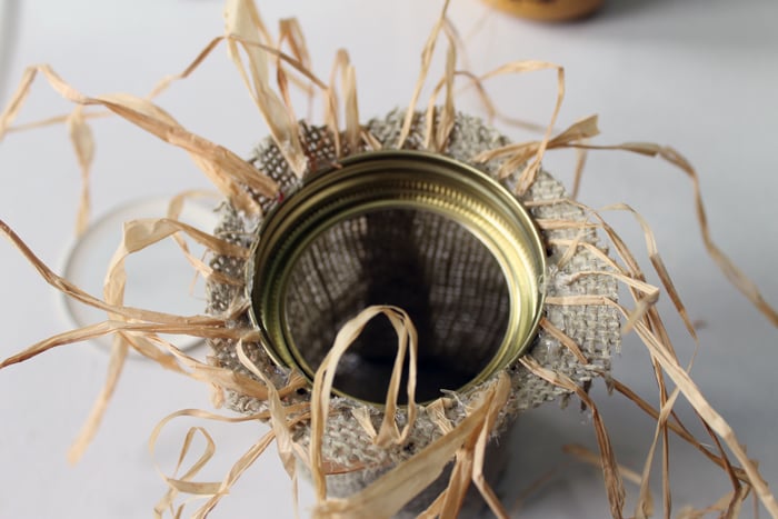 making a scarecrow from a mason jar