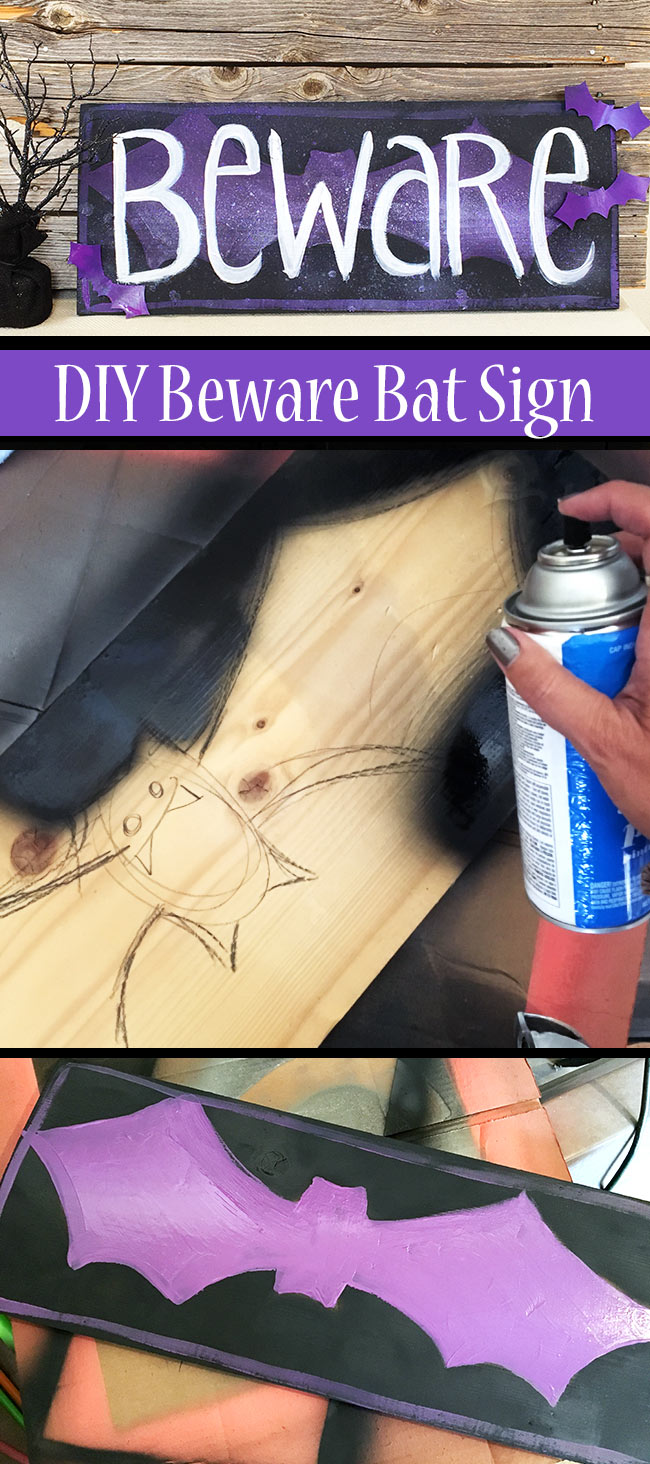 DIY Beware sign for Halloween pin image