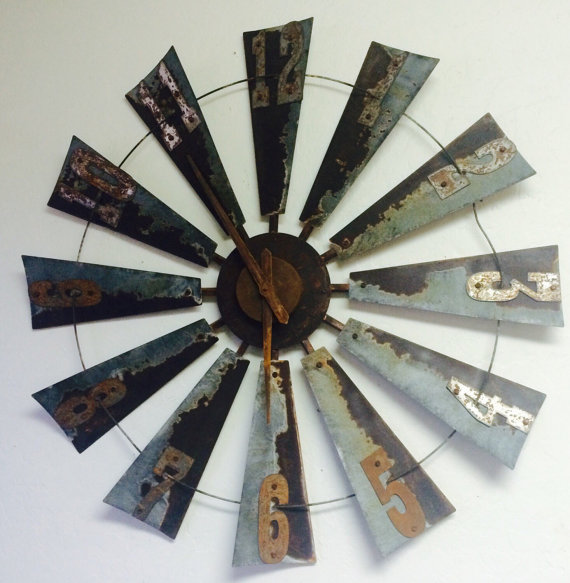 rustic windmill clock