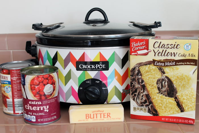 Crockpot cherry dump cake recipe in a slow cooker!