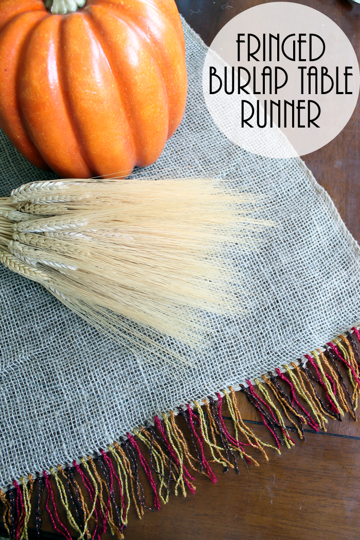 Make this fringed burlap table runner for your Thanksgiving table!